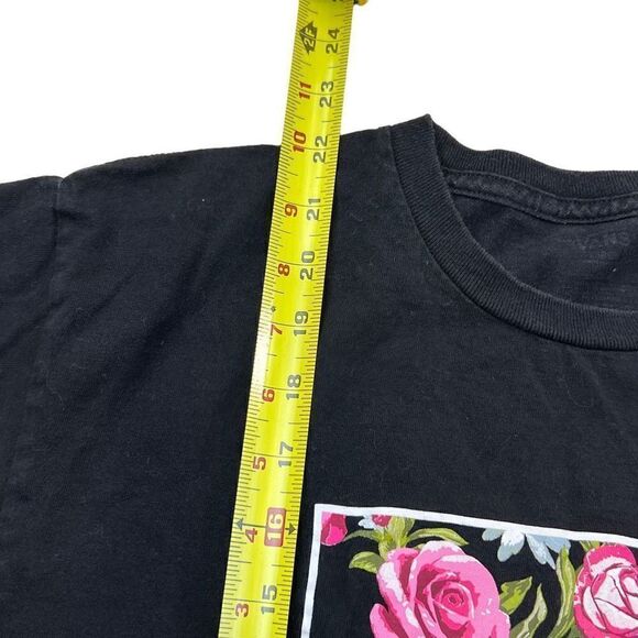 Vans Women's Floral Print Logo Crew Neck Short Sleeve T-Shirt Black Size Large - Picture 4 of 5
